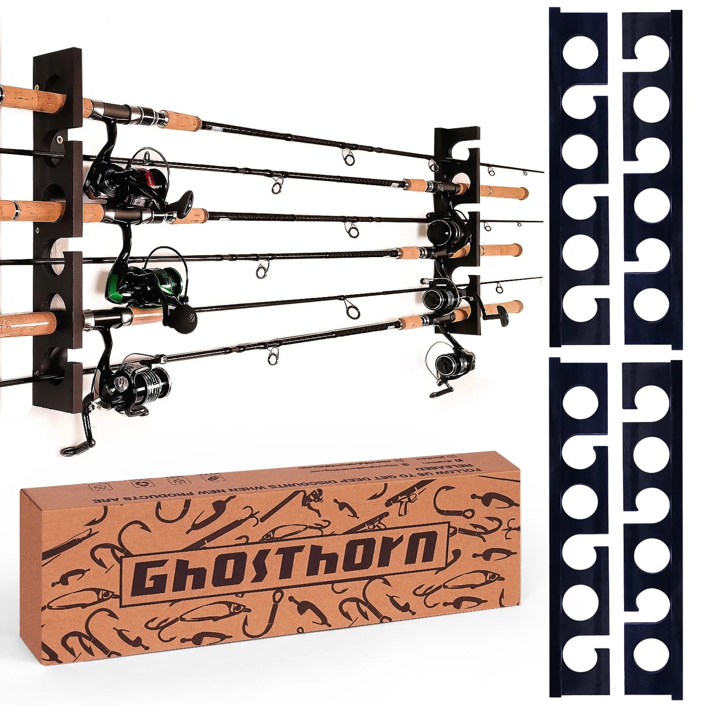 Holds Up to 12 Rods Fishing Pole Racks Wall or Ceiling Mounted Holders for Garage Storage Organizer Gear Equipment Gifts