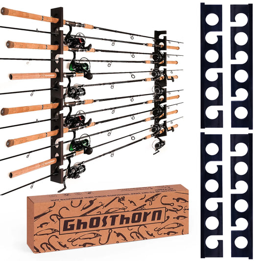 Holds Up to 12 Rods Fishing Pole Racks Wall or Ceiling Mounted Holders for Garage Storage Organizer Gear Equipment Gifts