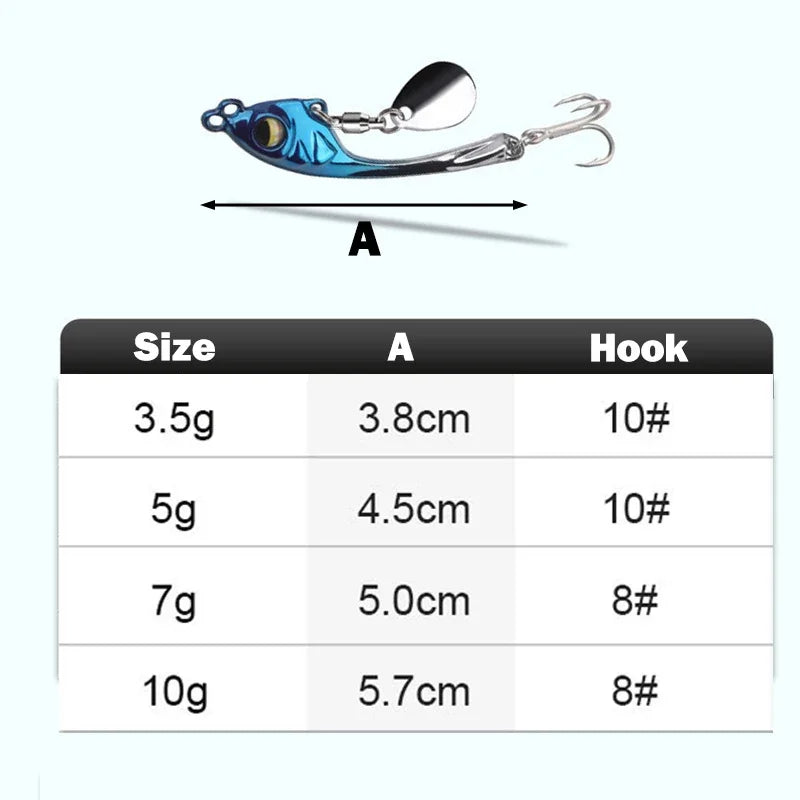 1 OUTKIT Fishing Spinners VIB Tremor Sequins Trout Spinners Metal Minnow Popper Crank Baits Trout Fishing Lures With Hooks