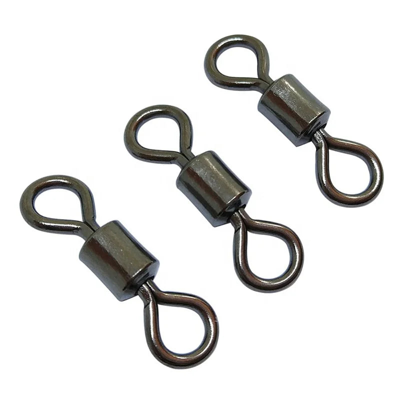 100pcs/bag High Quality Factory Fishing Tackle Accessories Stainless Steel American Swivel Snap Swivel Rolling Swivels