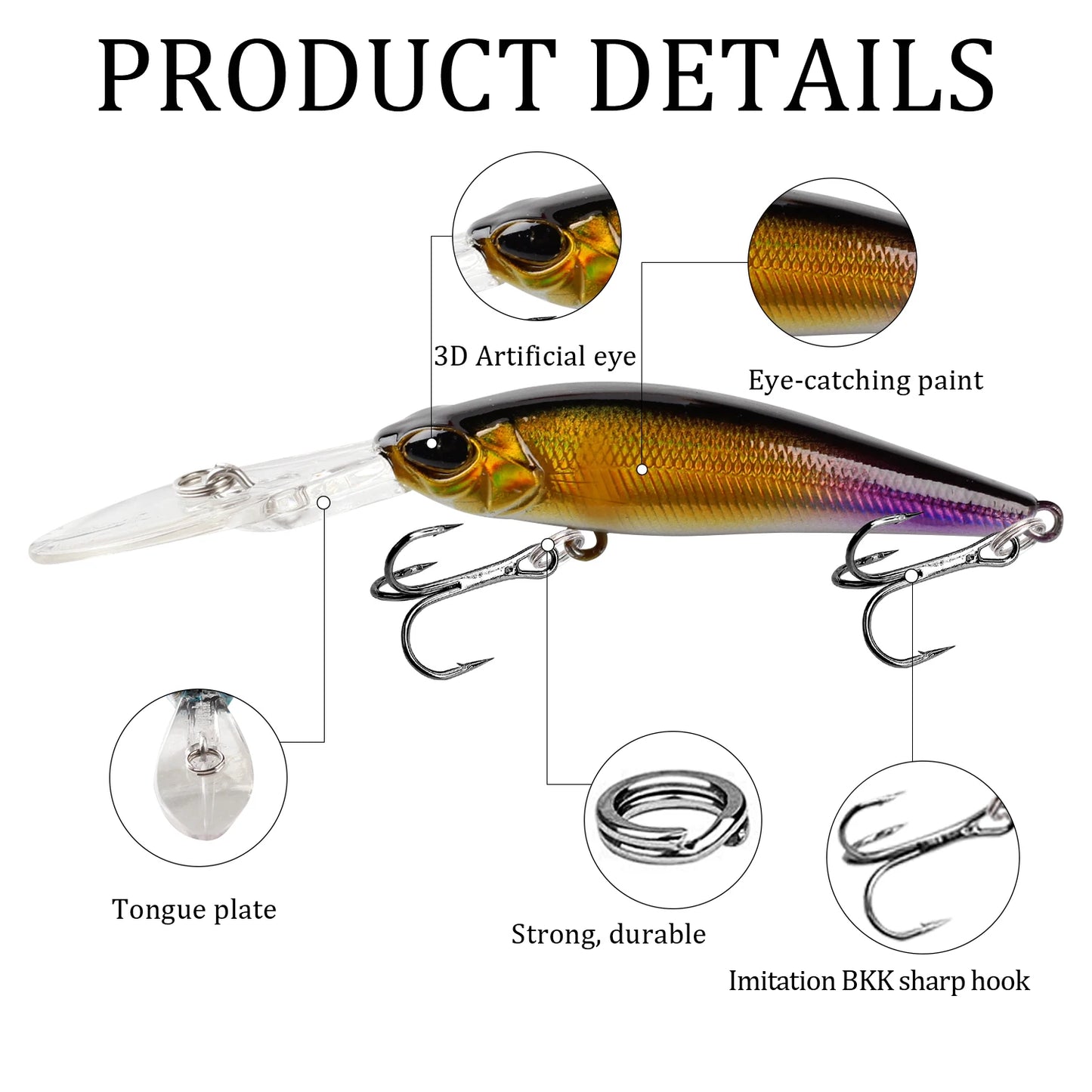 1Pcs Floating Minnow Fishing Lure Wobblers 9cm 5.8g Artificial plastic Hard Bait Crankbait Bass Pike Jerkbait Fishing Tackle