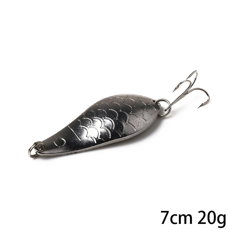 Hengjia 1pcs Metal Bait Spoon Lure with Treble Hook Gold /Silver River Fishing Lure for Bass Pike Perch