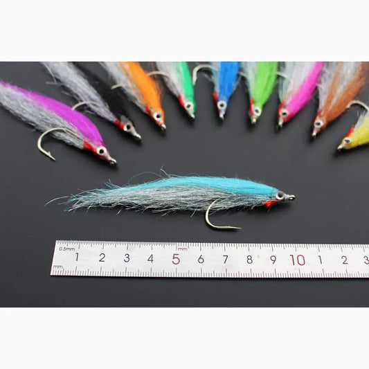 High Carbon Hook Silver Salmon Trout Sea Bass Steelhead Minnow Fly Fishing Flies Lure Set