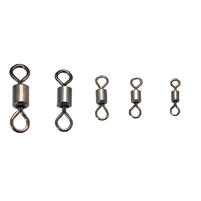 100pcs/bag High Quality Factory Fishing Tackle Accessories Stainless Steel American Swivel Snap Swivel Rolling Swivels