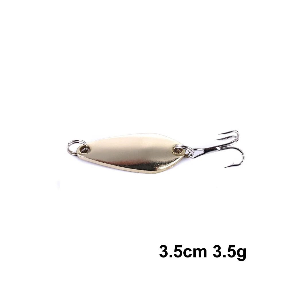 Hengjia 1pcs Metal Bait Spoon Lure with Treble Hook Gold /Silver River Fishing Lure for Bass Pike Perch
