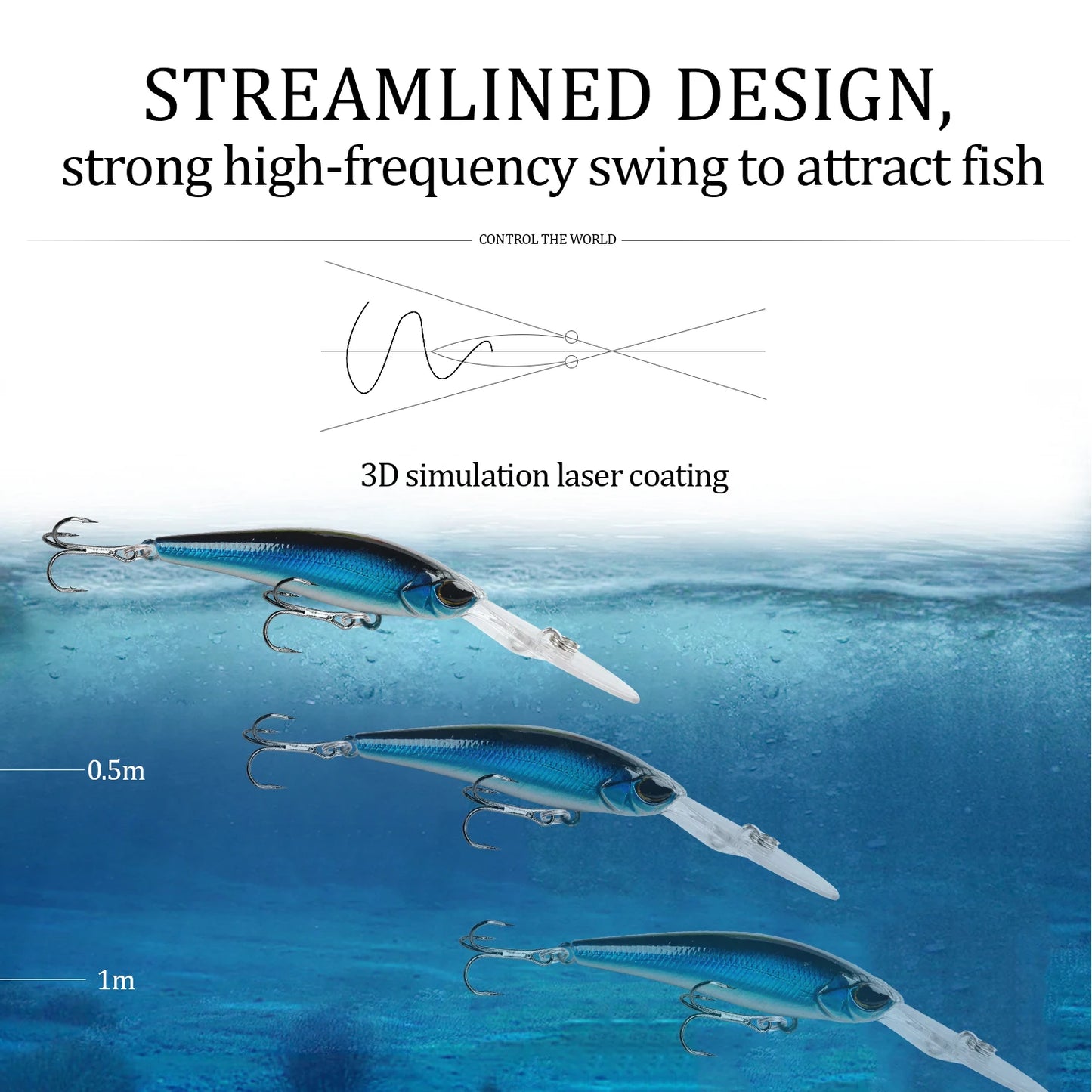 1Pcs Floating Minnow Fishing Lure Wobblers 9cm 5.8g Artificial plastic Hard Bait Crankbait Bass Pike Jerkbait Fishing Tackle