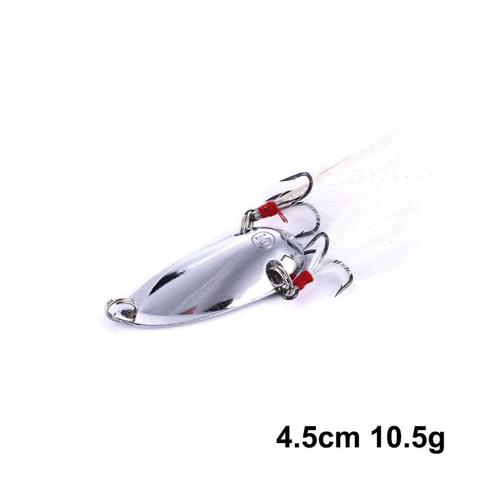 Hengjia 1pcs Metal Bait Spoon Lure with Treble Hook Gold /Silver River Fishing Lure for Bass Pike Perch