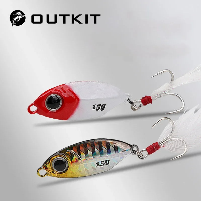1 OUTKIT Fishing Metal Lures Jig 10g15g20g Jigs Long Casting Fishing Spoon Bait Sinking Lure Jigging Vibe Blade For Pike Bass