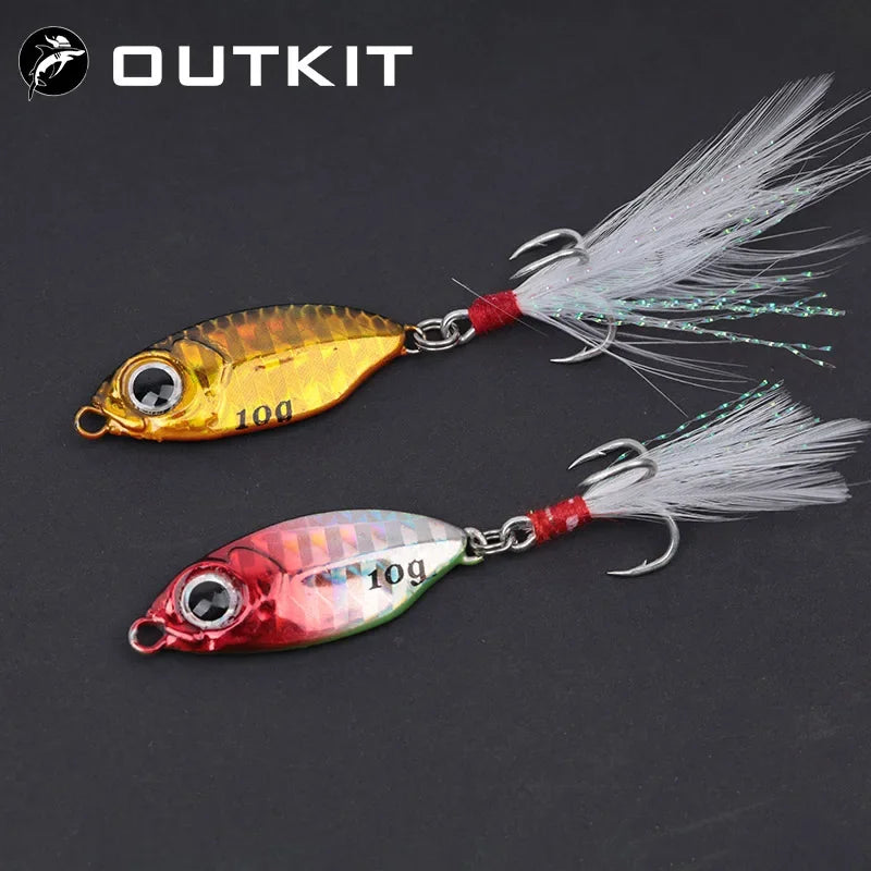 1 OUTKIT Fishing Metal Lures Jig 10g15g20g Jigs Long Casting Fishing Spoon Bait Sinking Lure Jigging Vibe Blade For Pike Bass