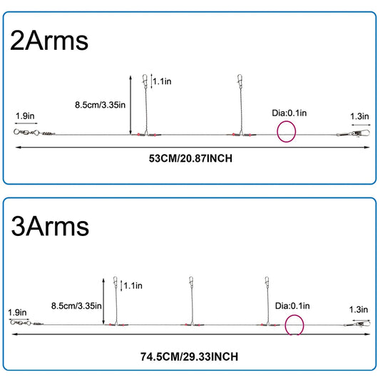 Stainless Steel Fishing Wire Leader Rigs Trace With Swivel Snaps Beads Arms Fishing Rigs