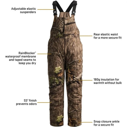 Scent Blocker Insulated Waterproof Camo Hunting Bibs for Men