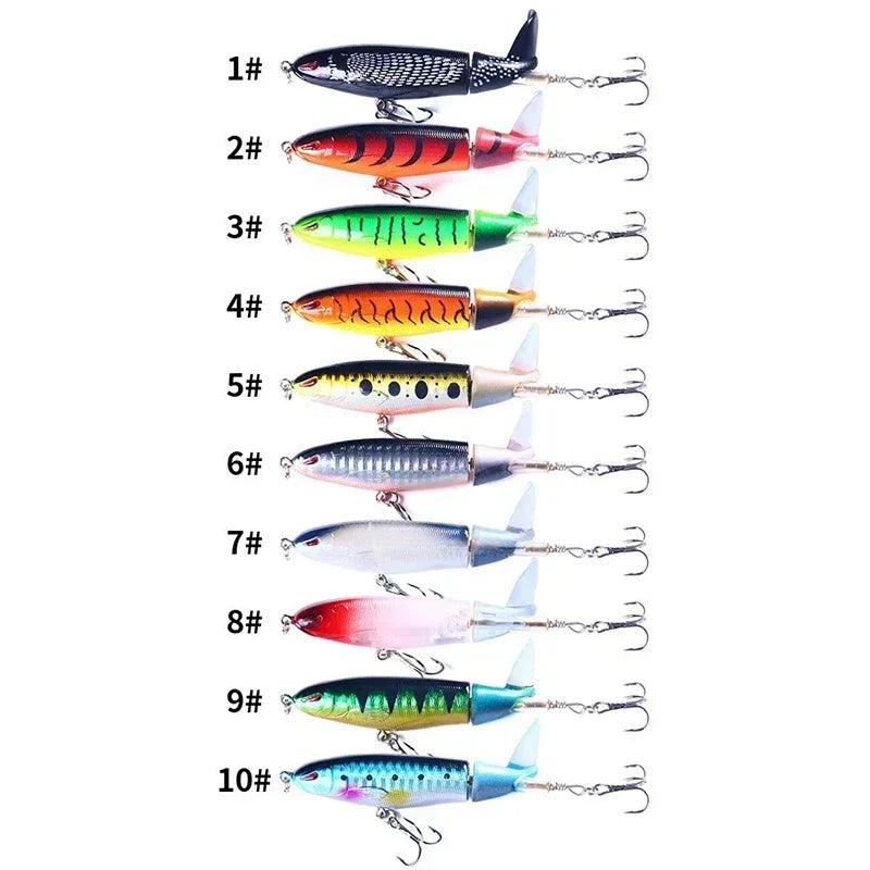 Popper Fishing Lure Set 11cm/14g Artificial Topwater Hard Bait Rotating Wobblers Tackle Fishing Bait Accessories 5/10Pcs Pesca