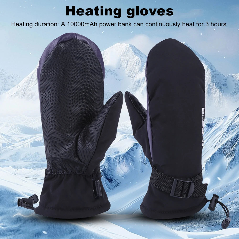 Warm Heated Gloves USB Charging Electric Heated Gloves Waterproof 3 Gear Temperature for Climbing Hiking Cycling