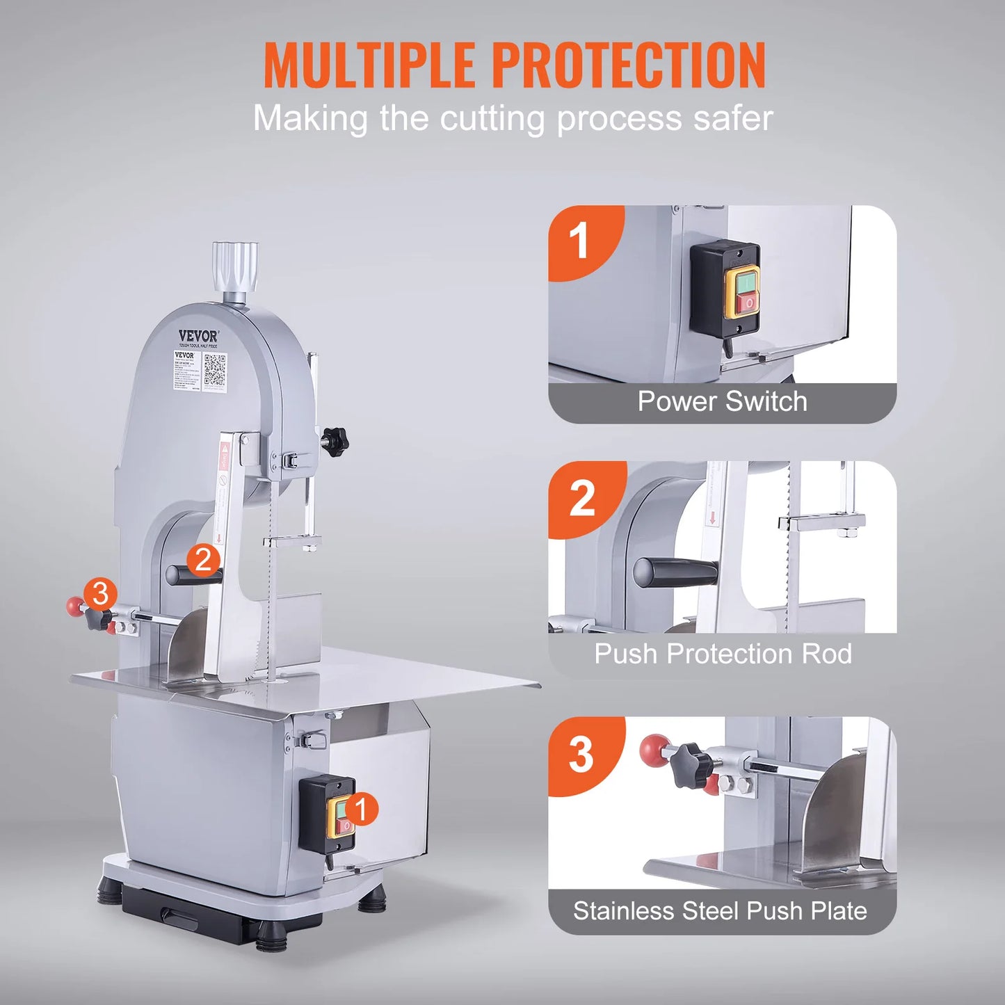 Commercial Electric Meat Bone Saw Machine 1500W Stainless Steel Blade Bone Bandsaw