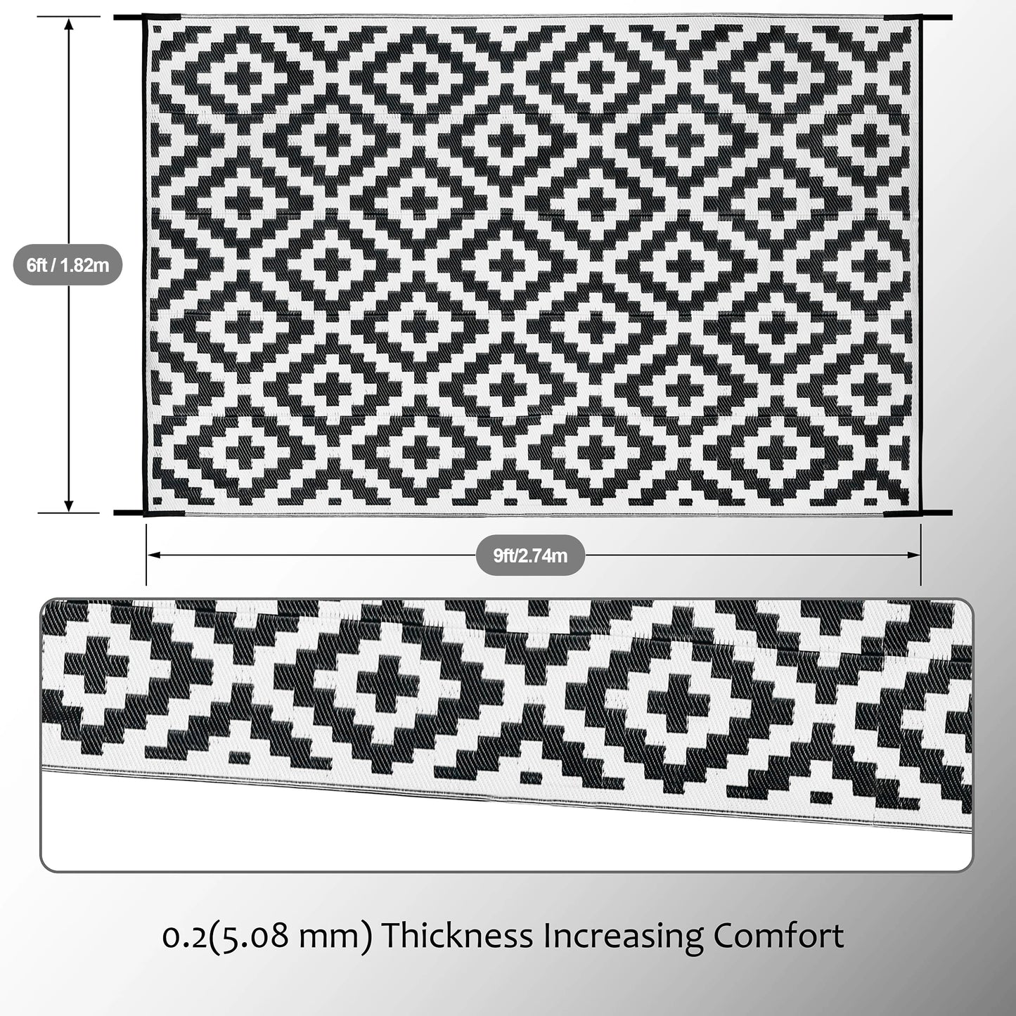 6x9ft Reversible Camping Mats Large Floor Mat and Rug for Outdoors