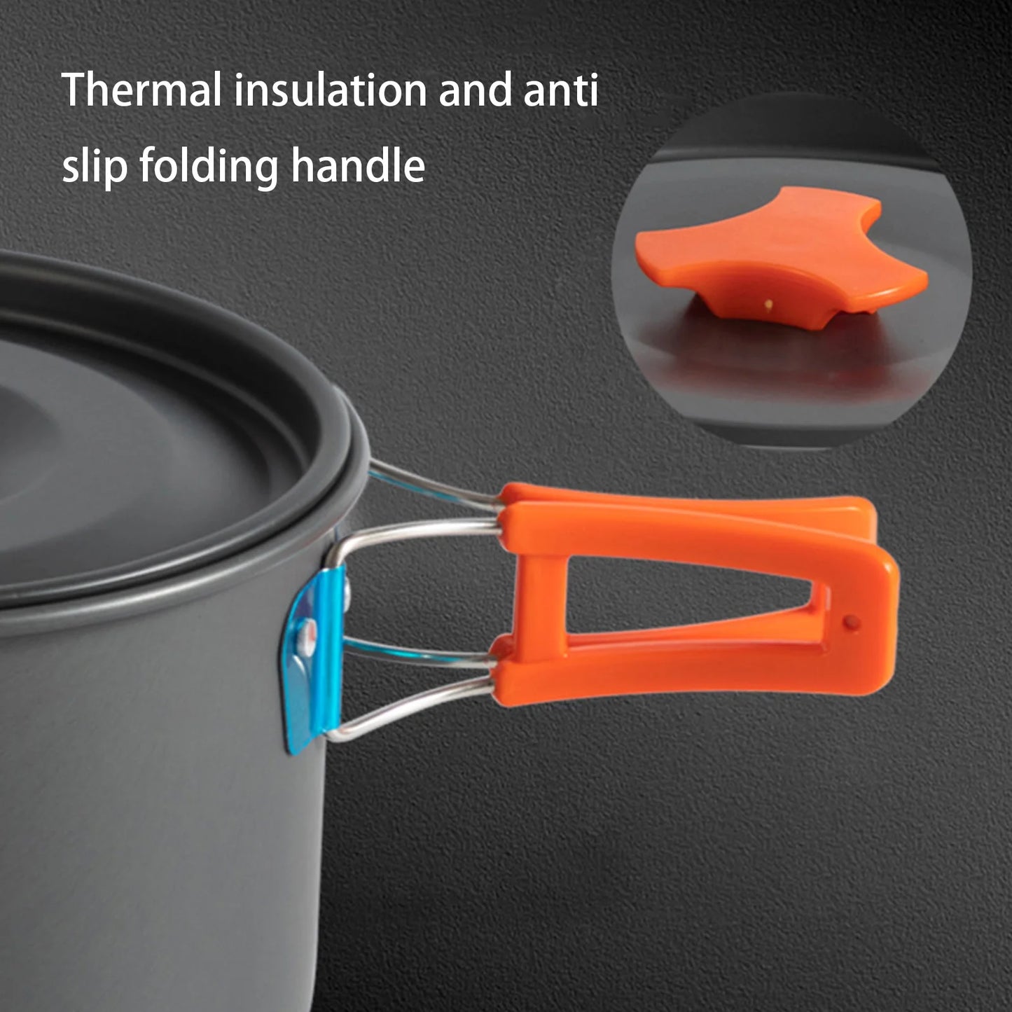 3pcs Camping Cookware Set Portable Non-Stick Aluminum Alloy Pot Pan
