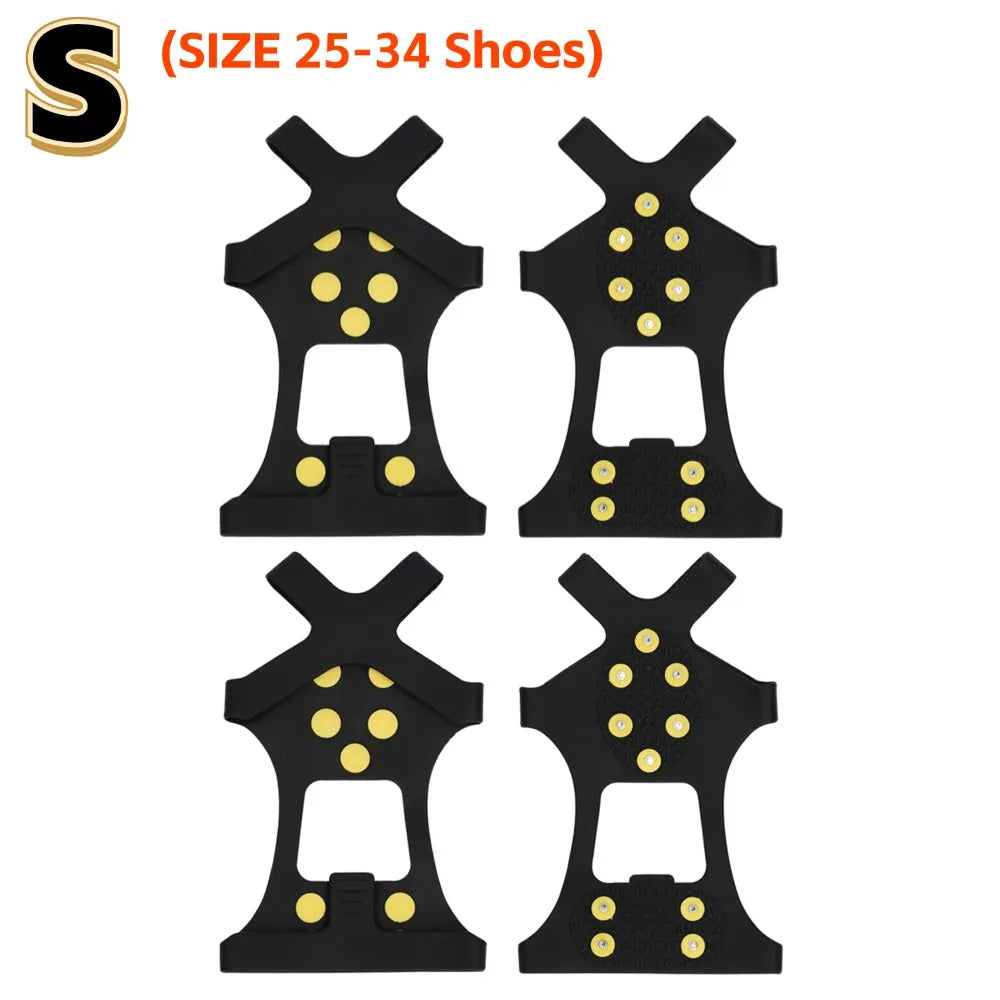 1-5Pair 10-Studs Snow Ice Claw Climbing Anti Slip Spikes Grips Crampon Cleats Sport Shoe Cover for Women Men Boots Cover