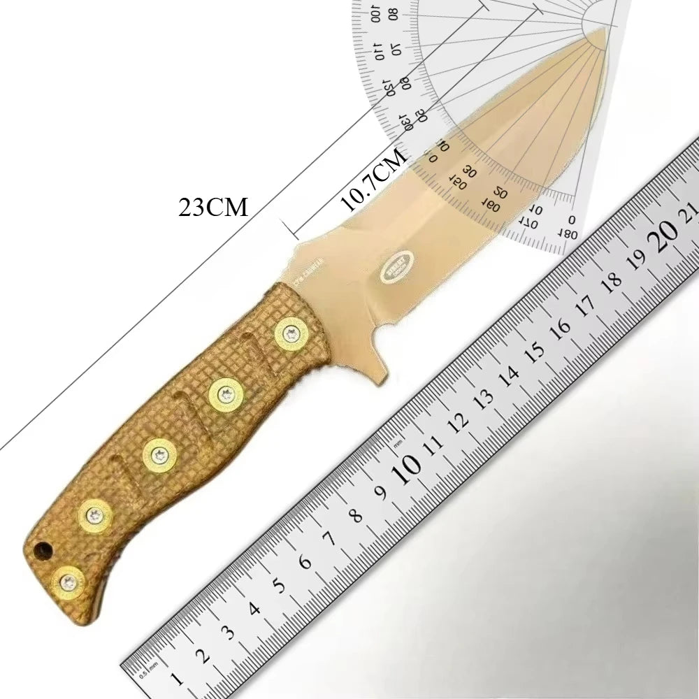 Knife Flax Handle Blade Outdoor Fishing Cutting Hunting