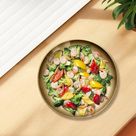 Steel Plates Metal Gold Dinner Plates Unbreakable Dinner Dishes Plates Set For Camping Outdoor