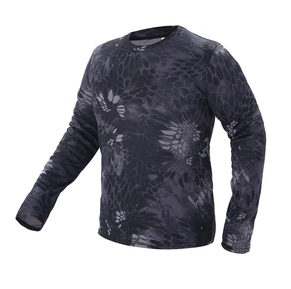 Long-Sleeve T-Shirt Anti-Sweat Shirts Breathable Camo Hunting Clothes Men Elasticity Sun-Protective Top