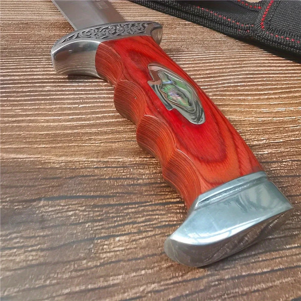 10.4 Inch (265mm) 9CR18MOV Stainless Steel Fixed Blade Knife - High Hardness Camping, Hunting, Outdoor Survival Knife with Sheat