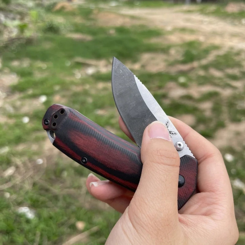 Pocket Folding Knife Wooden Handle, Outdoor Camping Survival