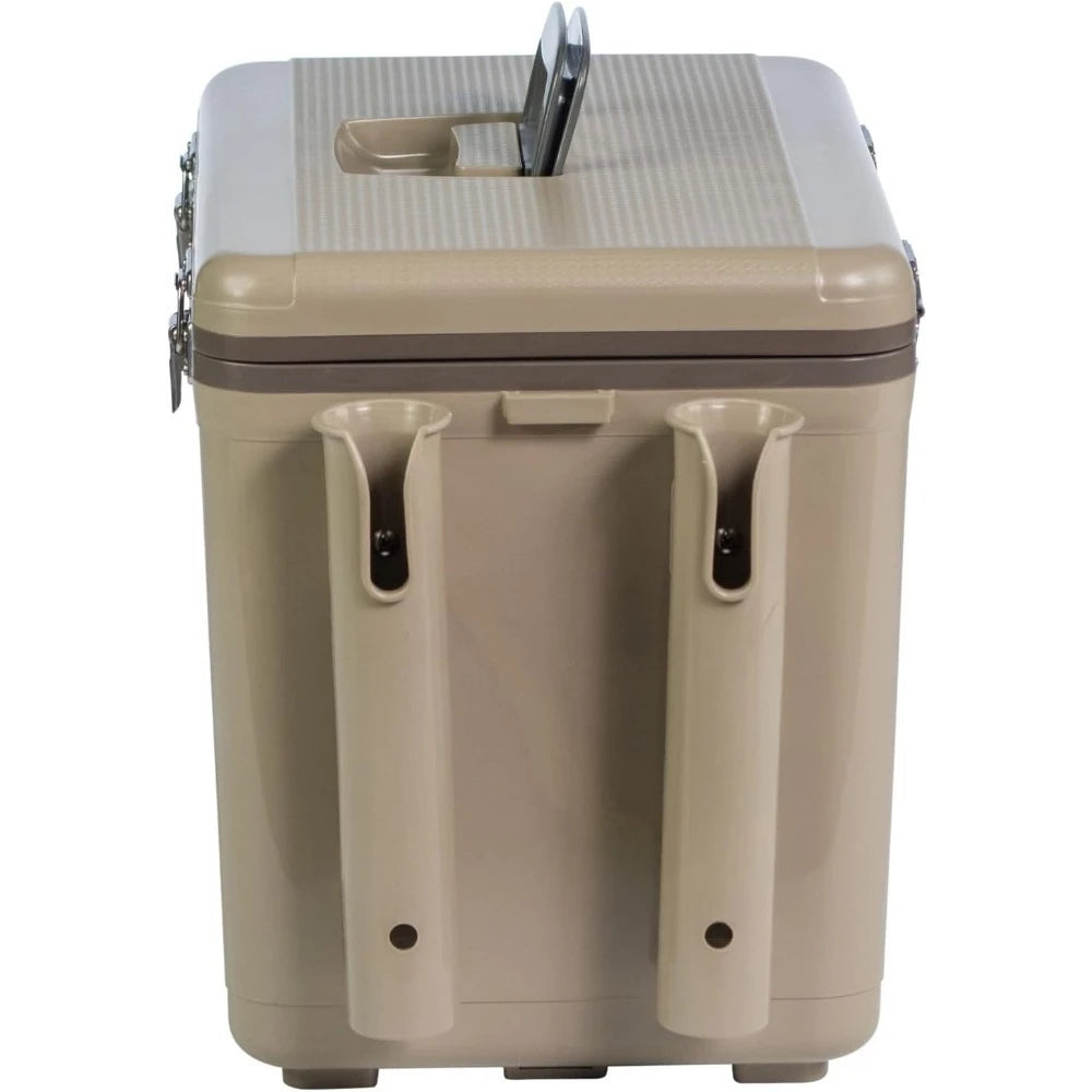 New upgrade-30qt Leak Proof,Air Tight,Fishing Drybox Cooler w/Built-in Fishing Rod Holders,Makes The Perfect Hard Shell Lunchbox