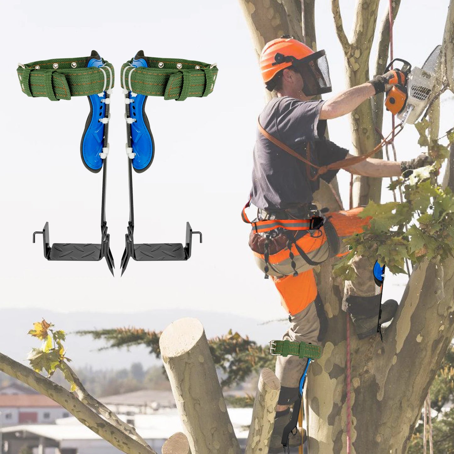 Professional Tree Climbing Gear Kit – 220lb Capacity Carbon Steel, Safety Straps & Pedals for Arborist Work