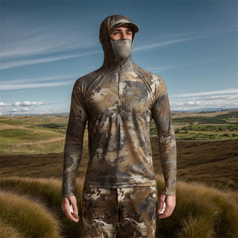 Lightweight hoodie camouflage clothing Mask pullover hunting fishing hoodie