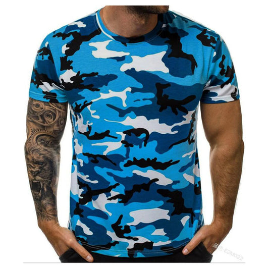 Men'S Casual Summer Round Neck Tight Sexy Camouflage Short Sleeve Top Men'S Sports T-Shirt Chemise Homme Ropa Hombre T-Shirt Men