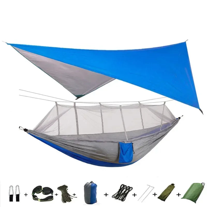 Camping Hammock with Mosquito Net&Rainfly Tent Tarp & Tree Straps