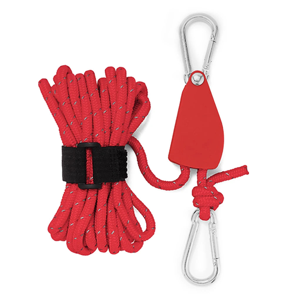 4mm 4m Awning Wind Rope Fastener Reflective Tent Wind Rope Fixed Buckle with Carabiner Wind Rope Fastener Adjustable for Outdoor