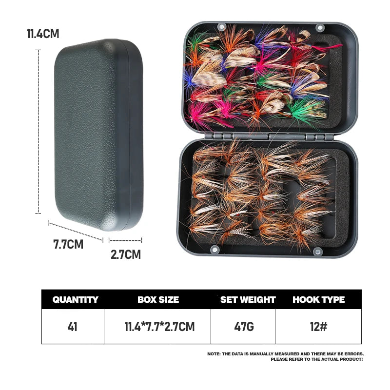 65 piece set of artificial fly and insect lure bait for outdoor trout, sea bass, lure bait, and lure bait accessories