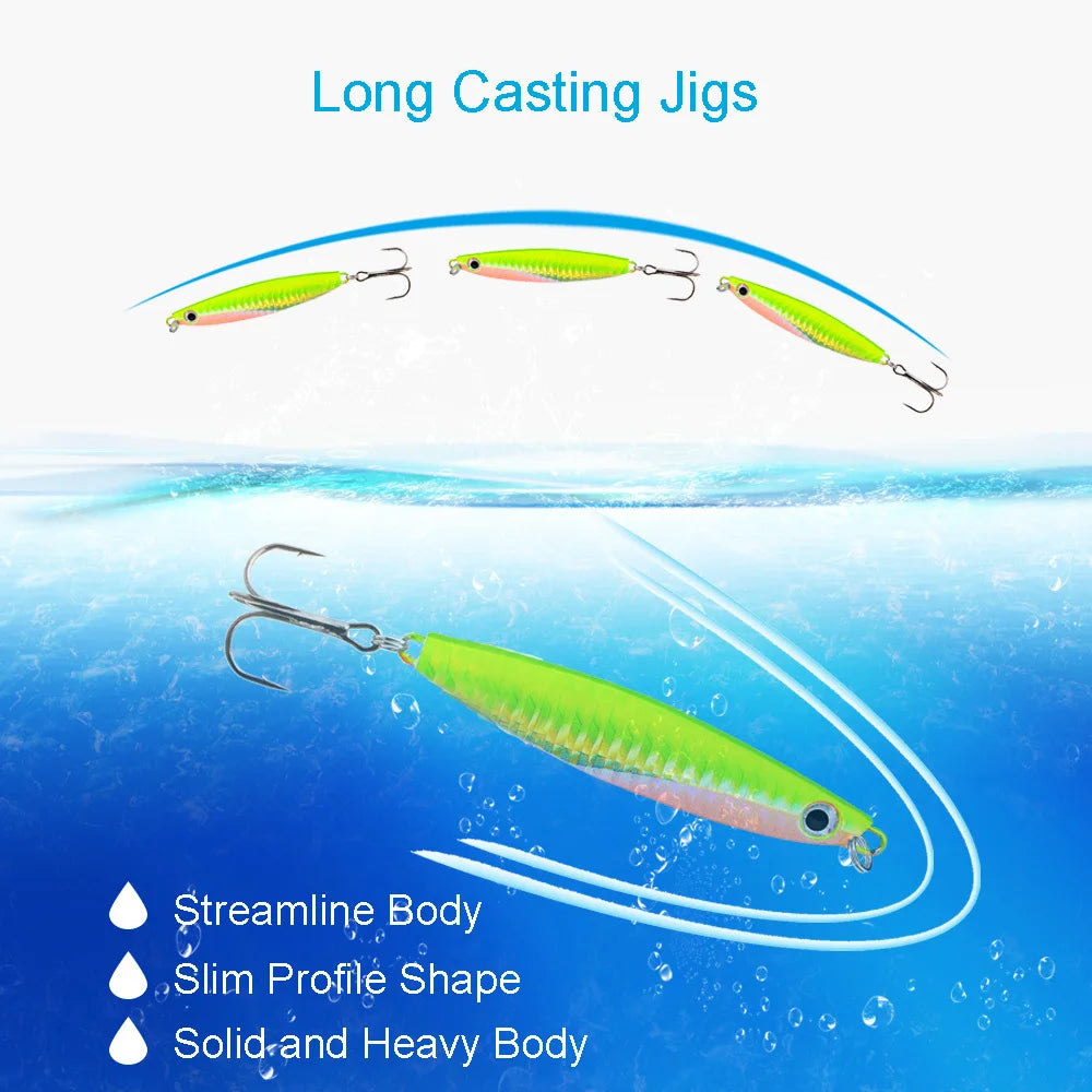Ackibbik 6pcs Metal Cast Jig Spoon 40g Fishing Jigs Saltwater Fishing Casting Jigging Fish Metal Sinking Lure for Tuna, Kingfish