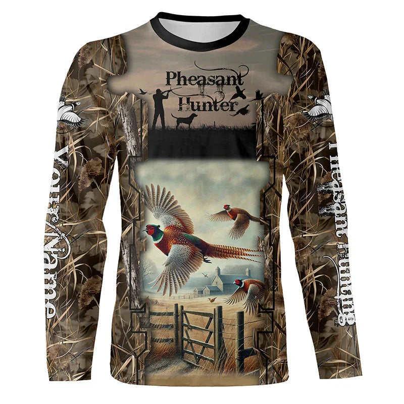 Camo Hunting Animals Wild Boar Men T-Shirt 3D Print Sport Long Sleeve Tee Tops Casual O Neck Streetwear T Shirts Men&