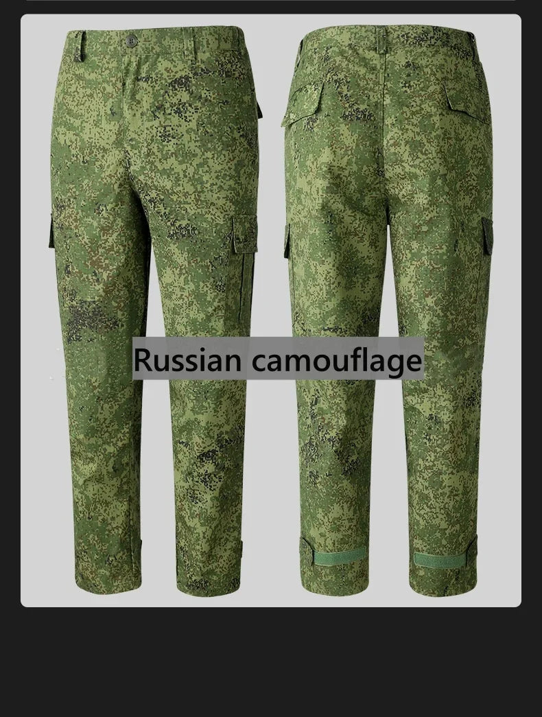 Russian Camouflage Tactical Suit Combat Uniform Men Field Training Clothes Outdoor Hunting Ghillie Suit Jacket Pants Plus Size