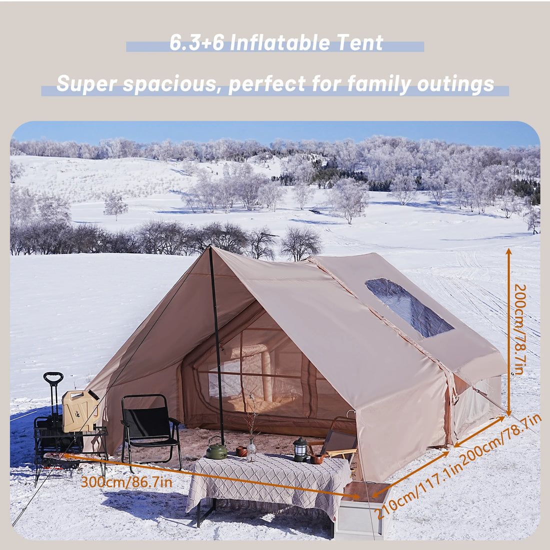 PAKICETUS Inflatable camping tent 4-8 people with windows portable water-resistant camping tent Four season tents