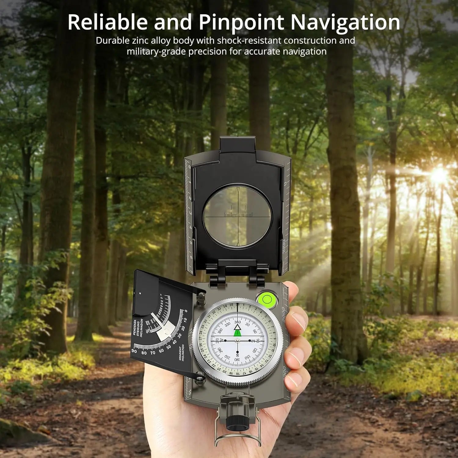 IP65 Waterproof Metal Compass with Clinometer for Camping,Hunting,Hiking Navigation