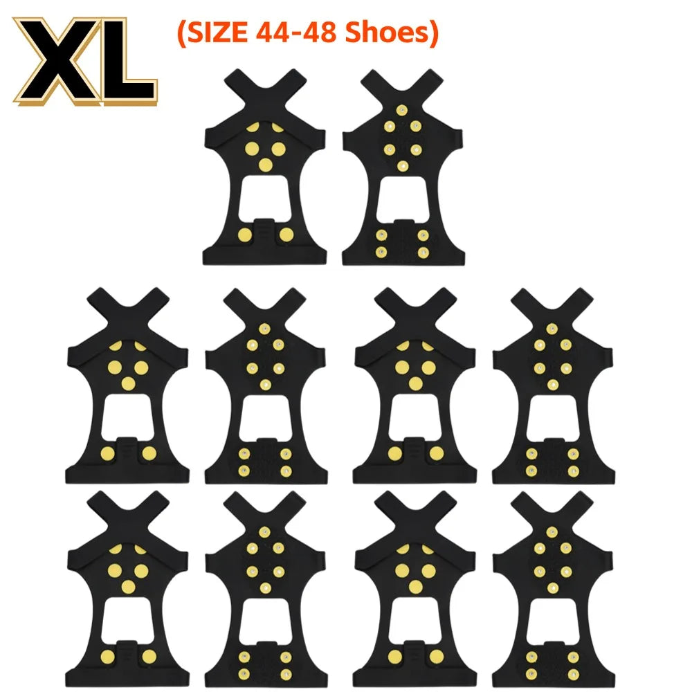 1-5Pair 10-Studs Snow Ice Claw Climbing Anti Slip Spikes Grips Crampon Cleats Sport Shoe Cover for Women Men Boots Cover