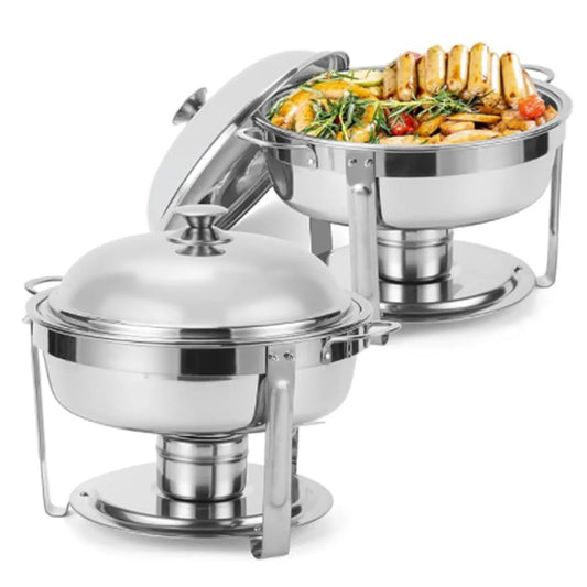 5QT Packs Stainless Steel Chafer with Full Size Pans Catering Buffet Set Food Warmer Server For Camping