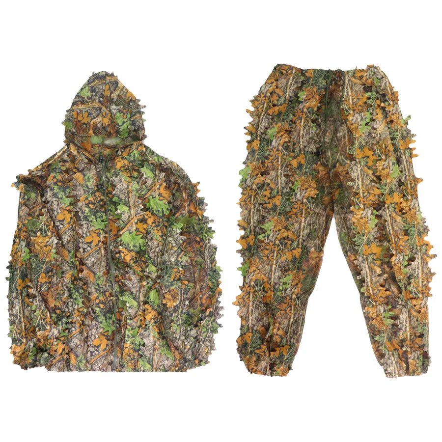 Sniper CS Bionic Camouflage Suit Men 3D Maple Leaf Suits White Snow Hunting Suits Invisible Camo Full Set