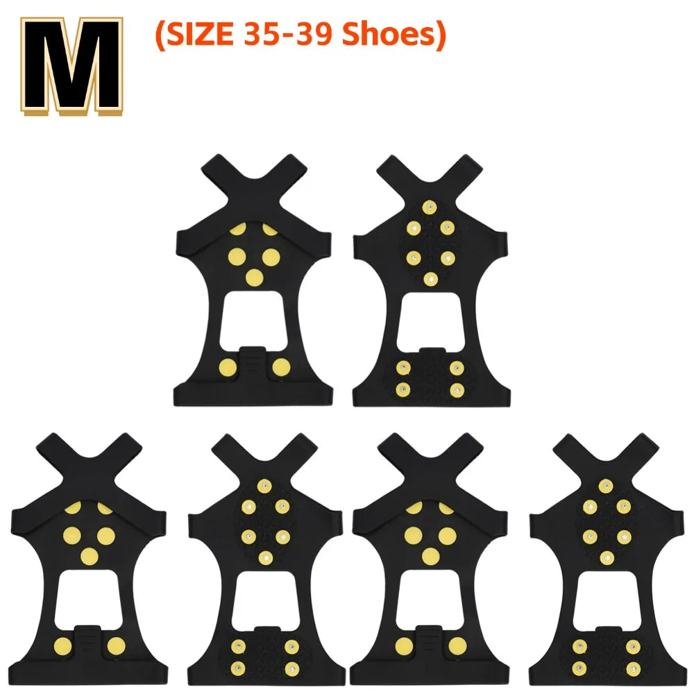 1-5Pair 10-Studs Snow Ice Claw Climbing Anti Slip Spikes Grips Crampon Cleats Sport Shoe Cover for Women Men Boots Cover