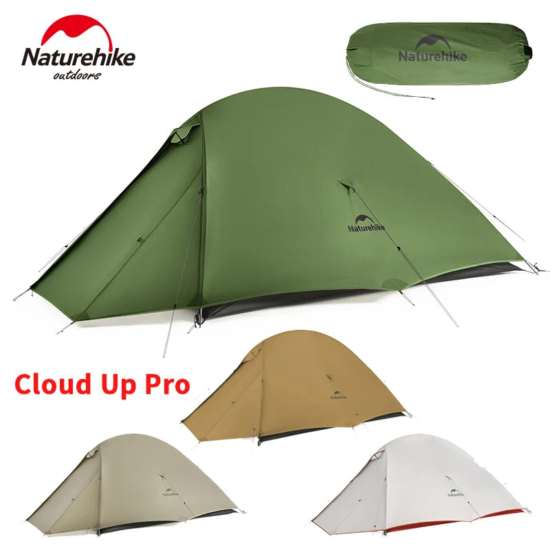 Naturehike Cloud Up Pro Tent 1/2 Person 20D Nylon Double Layers Lightweight Hiking Waterproof Quick Build Travel Tent Breathable