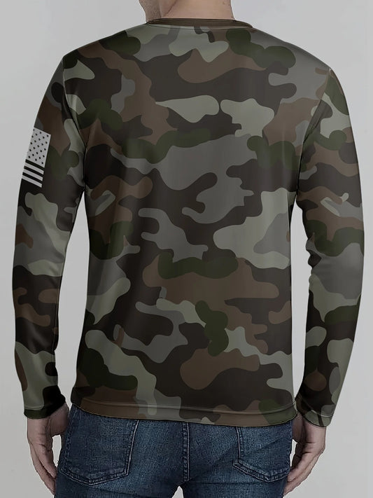 Men's Fashion 3d Camouflage Print Long Sleeve
