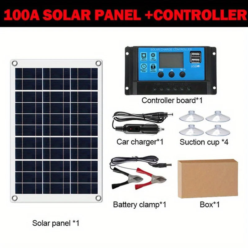 12V high-efficiency polycrystalline silicon solar panel power supply, 30-100A PWM controller, used for outdoor phone charger