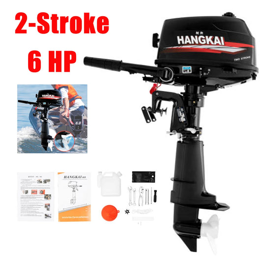 6 HP 2 Stroke Outboard Motor Boat Engine Heavy Duty Outboard Motor Fishing Boat Engine with Water Cooling System 102CC 4400W