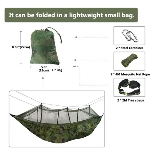 Camping Hammock with Mosquito Net&Rainfly Tent Tarp & Tree Straps