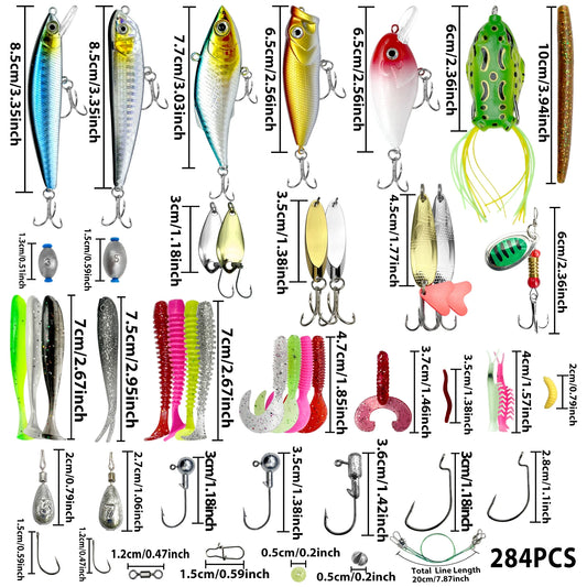 Fishing Lures Kit for Topwater Bait Rigs Tackle Kit for Bass Trout Salmon Fishing Accessories