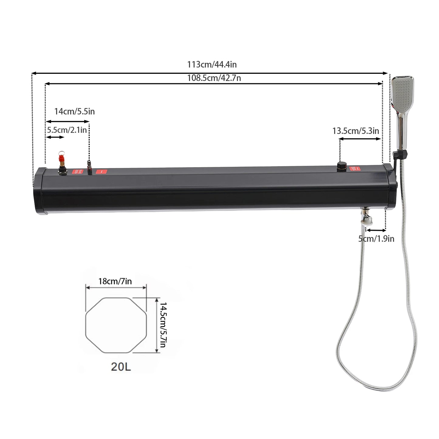 Pressurized Shower - 5L Water Tank Outdoor Hiking,