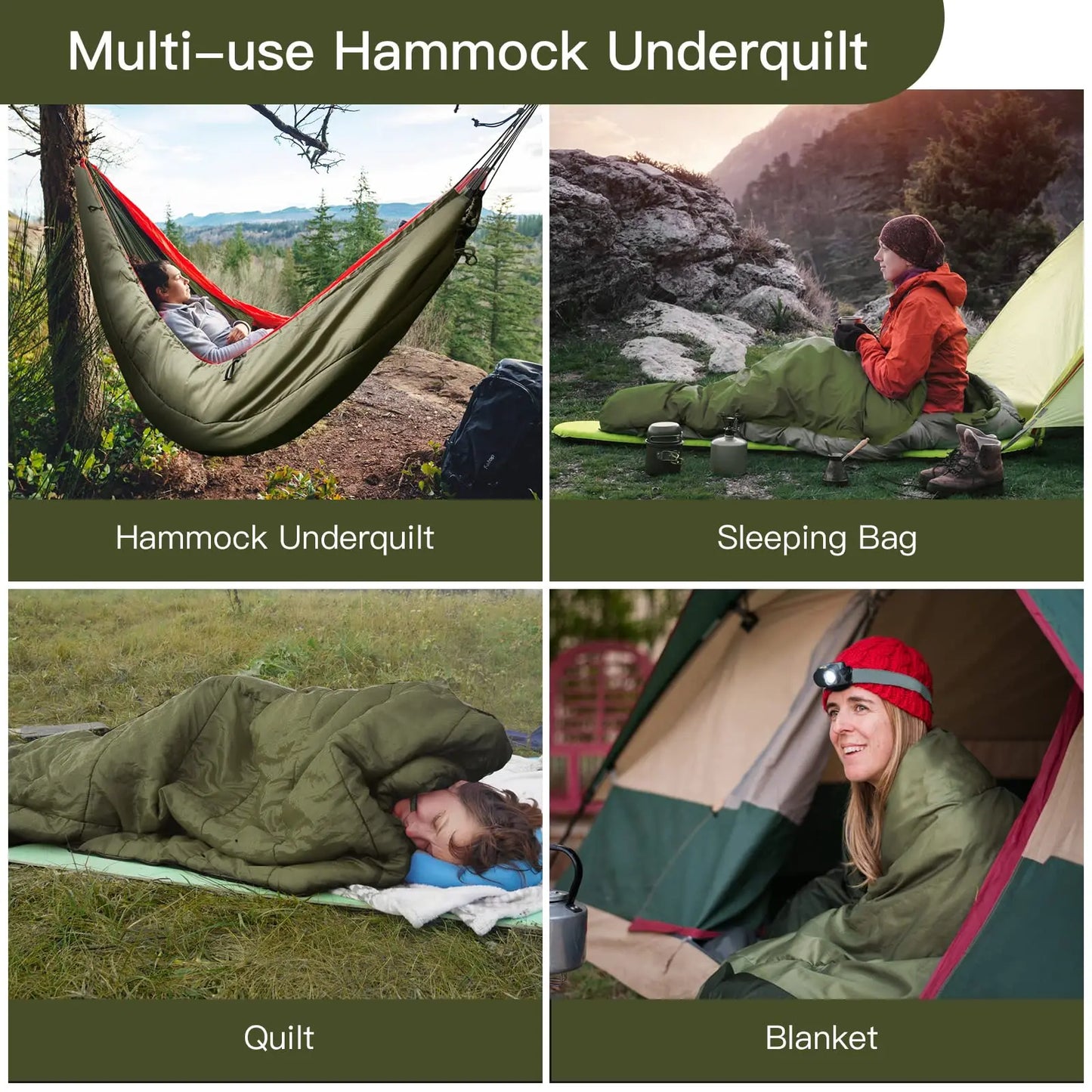 Hammock Under quilts Sleeping Bag Single Insulated Under Blanket 4 Seasons Lightweight Soft Warm 5-20℃ 8x3.6ft